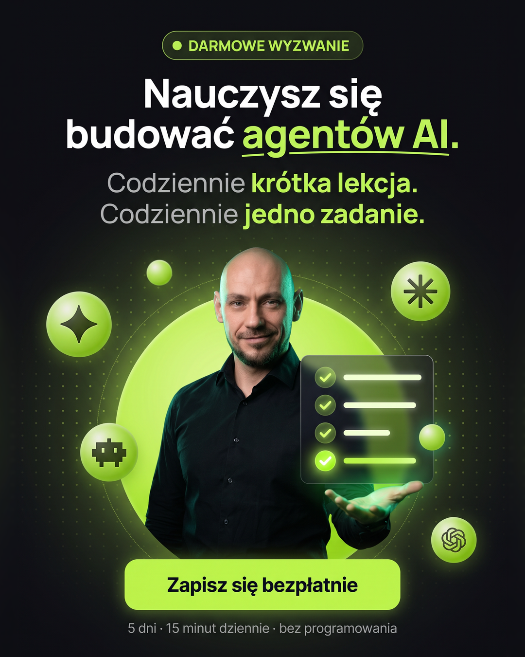 Darmowe wyzwanie: nauczysz się budować agentów AI, codziennie krótka lekcja i jedno zadanie