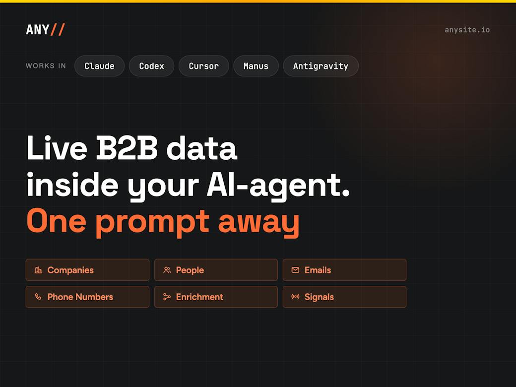 Zrzut ekranu aplikacji Anysite.io
